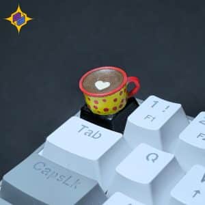 کیکپ کیبورد مکانیکال طرح فنجان قهوه آرت تک قلب |  Coffee Cup keycap