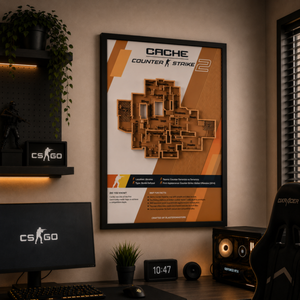 مپ سه بعدی دیواری و رومیزی Cache Map Counter-Strike 2 | جی جی استار